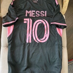 Messi Soccer Kit Black and Pink Soccer Jersey and Shorts
